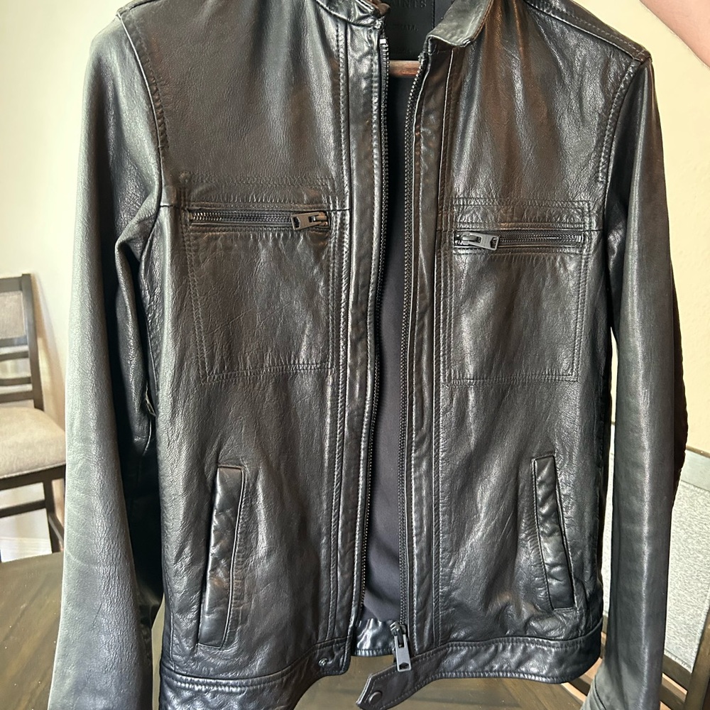 All Saint Men's Black Leather Jacket